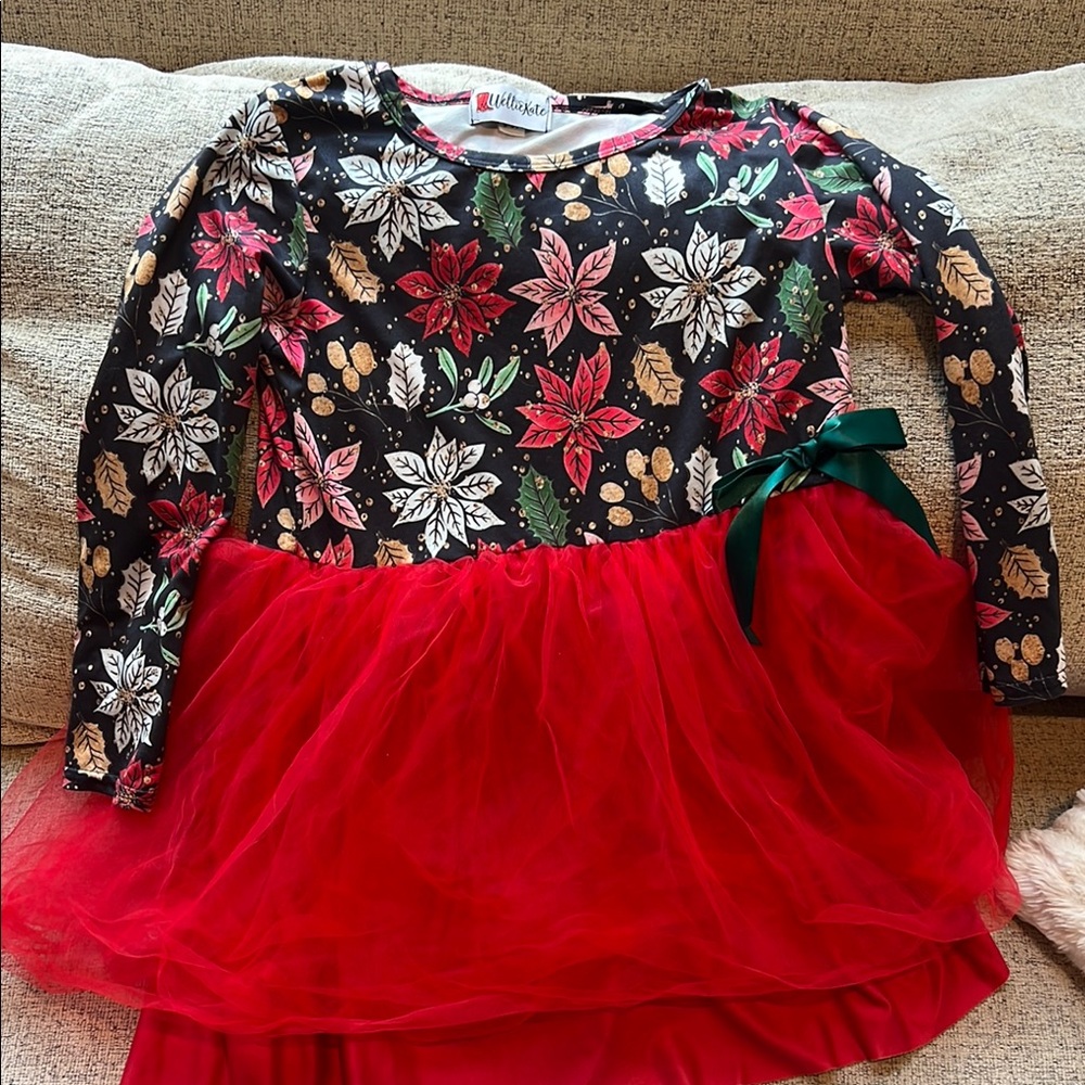 Red and Black Seasonal Dress with Floral Pattern
